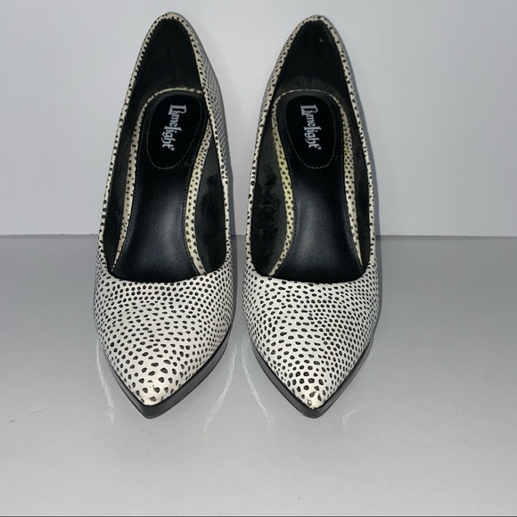 Limelight Shoes - LIMELIGHT Black And White Polka Dot Point Toe Heels